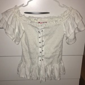 White Lace up blouse